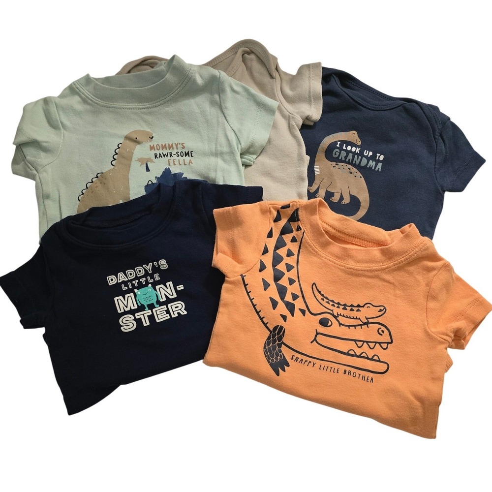 Carters Baby Boys 6M Dinosaur Monster Graphic Bodysuit Bundle 5 Pack Multi
